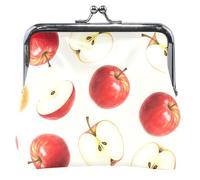 Portamonete carino con fette di mele rosse ad acquerello per le donne in pelle con chiusura a bacio fibbia borsa per ragazze
