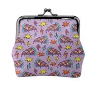 Portamonete carino con pizza, fulmine e cielo stellato, portamonete da donna con chiusura a bacio, piccolo portamonete in pelle PU