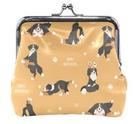 Portamonete carino con stampa animale, da donna, in pelle, con chiusura a bacio, yoga, bernese, cane da montagna beige, per ragazze, Yoga Bovaro del Bernese Beige, OneSize
