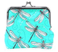Portamonete carino da donna personalizzato in pelle libellule ali Teal bacio blocco cambio borsa per ragazze, Ali di libellule color foglia, classico