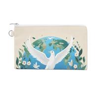 Portamonete carino portachiavi cambiamento borsa da viaggio portatile pace sulla terra portafoglio con cerniera per donne ragazze