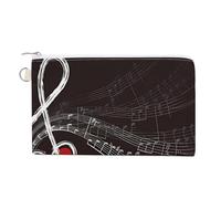 Portamonete carino portachiavi cambiamento borsa da viaggio portatile Treble Love e musica portafoglio con cerniera per donne ragazze