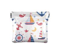Portamonete colorato con ancora a forma di nave a vela, portamonete in pelle PU, mini portafoglio portamonete per donne, ragazze, uomini