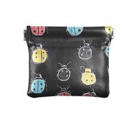 Portamonete colorato con coccinelle rosse, in pelle PU, organizer per oggetti personali, per donne e ragazze, coccinelle colorate con cartoni animati rossi, taglia unica, moderno, Colorato Coccinelle