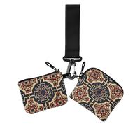 Portamonete colorato con figure geometriche artistiche, porta carte di credito, grazioso porta biglietti da visita, organizer per soldi con tasca con cerniera, per donne, confezione da 2, figure