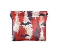 Portamonete colorato con pipistrello vampiro rosso albero di pino rosso Buon Natale piccolo portamonete in pelle unico porta cambiamento porta carte organizer per uomini donne viaggio