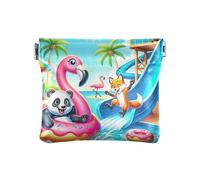 Portamonete colorato papaveri rossi in pelle PU porta cambiamento titolare per donne e uomini dimensioni 10,9 x 9,4 cm, Animali Fenicottero Panda Vol, Taglia unica, Animali Fenicottero Panda Vol