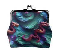 Portamonete compatto 3D con stampa a squame di drago magico 11,5 x 10,5 cm carino mini portafoglio con chiusura a bacio custodia impermeabile