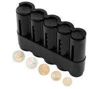 Portamonete Compatto con Classificatore a 5 Monete in Plastica, per Monete da 2 €, 1 €, 50 Centesimi, 20 Centesimi e 10 Centesimi, Design Robusta, Nero