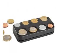 Portamonete compatto con classificatore a 8 monete | Portafoglio classificatore | Adatto per Cameriere, Taxi, Autobus, venditori nel parco divertimenti, Venditori ambulanti | Plastica | Nero