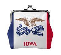 Portamonete compatto con stampa bandiera dello Stato Iowa, 11,5 x 10,5 cm, grazioso mini portafoglio con chiusura a bacio, custodia impermeabile