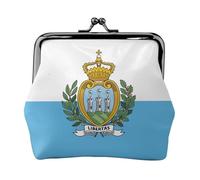 Portamonete compatto con stampa bandiera di San Marino, 11,5 x 10,5 cm, grazioso mini portafoglio con chiusura a bacio, custodia impermeabile