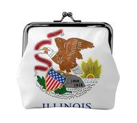 Portamonete compatto con stampa della bandiera dello stato dell'Illinois, 11,5 x 10,5 cm, grazioso mini portafoglio con chiusura a bacio, custodia impermeabile