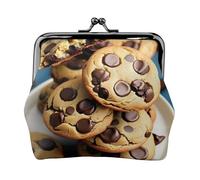 Portamonete compatto con stampa di biscotti e patatine al cioccolato, 11,5 x 10,5 cm, grazioso mini portafoglio con chiusura a bacio, custodia impermeabile