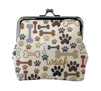 Portamonete compatto con stampa di ossa di cane e zampa, 11,5 x 10,5 cm, grazioso mini portafoglio con chiusura a bacio, custodia impermeabile