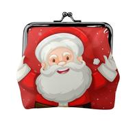 Portamonete compatto con stampa "Merry Christmas", 11,5 x 10,5 cm, grazioso mini portafoglio con chiusura a bacio, custodia impermeabile