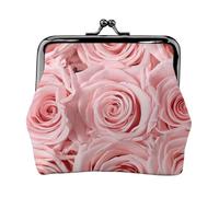 Portamonete compatto con stampa rosa con rose fresche, squisito portafoglio con chiusura a bacio, mini sacchetto per monete e carte