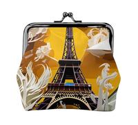Portamonete compatto con stampa Torre Eiffel Parigi, 11,5 x 10,5 cm, grazioso mini portafoglio con chiusura a bacio, custodia impermeabile