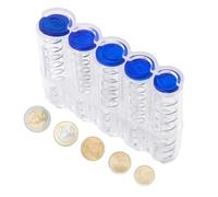 Portamonete con 5 scomparti, porta monete trasparente, per auto da 2 €, 1 €, centesimo, 20 cent., 10 cent., struttura in plastica robusta