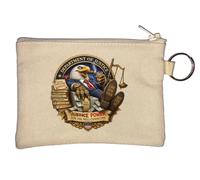 Portamonete con aquila corrotta che simboleggia l'ingiustizia legale beige