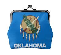 Portamonete con bandiera dello stato dell'Oklahoma. Portamonete a doppio lato per donne, piccolo porta carte di credito in pelle PU