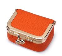 Portamonete con blocco bacio,Borsa in pelle PU,Borsa per oggetti piccoli,Borsa di immagazzinaggio di blocco del bacio,Portamonete multifunzionali, Arancione, Portatile