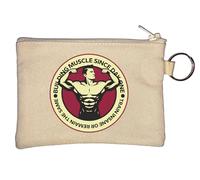 Portamonete con catena flessibile per bodybuilder, motivo: "Building Muscle Since Day One" Train Insane or Remain The Same Bodybuilder, colore: Beige