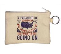 Portamonete con catena portachiavi a forma di "A Paranoid is Someone who Knows a Little of What's Going On", beige, Beige, Taglia unica