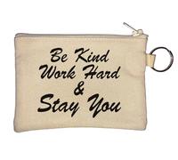 Portamonete con catena portachiavi Be Kind Work Hard and Stay You, beige