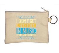 Portamonete con catena portachiavi "I Didn't get Interested in Music. It was a Gift from God", colore beige, Beige, Taglia unica