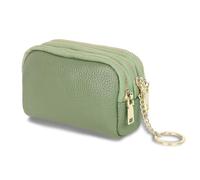 Portamonete con cerniera a monete verde chiaro vera pelle portamonete portatile mini portamonete tre cerniere piccolo portafoglio con molti scomparti, verde chiaro, 13*9*5cm, Casuale