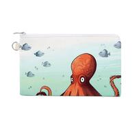 Portamonete con cerniera, borsa a portafoglio con stampa di polpo gigante, piccola borsa per cosmetici, portafoglio portatile, organizer per accessori, stile, taglia unica, moderno
