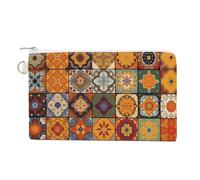 Portamonete con cerniera, gruppo di borse a portafoglio con stampa geometrica marocchina, piccola borsa per cosmetici, portamonete portatile, organizer per accessori, stile, taglia unica, moderno