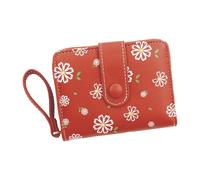 Portamonete con cerniera in PU stampato alla moda multi tasca design leggero portafoglio portatile organizer per donne ragazze compatto multi tasca portamonete, Rosso