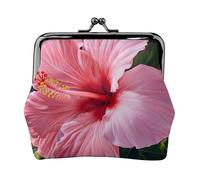 Portamonete con chiusura a bacio e stampa floreale rosa Hawaii squisito versatile carino piccolo portafoglio con cerniera per monete carte