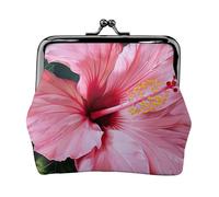 Portamonete con chiusura a bacio e stampa floreale rosa Hawaii squisito versatile carino piccolo portafoglio con cerniera per monete carte