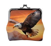 Portamonete con chiusura a bacio Mini portamonete Aquila che vola al tramonto Portafogli in pelle per le donne Clutch Change Purse