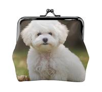 Portamonete con chiusura a bacio Mini portamonete Bichon Frise Dog Portafogli in pelle per le donne