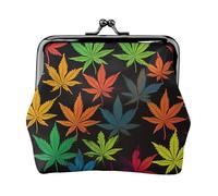 Portamonete con chiusura a bacio Mini portamonete colorato foglie di cannabis portafogli in pelle per le donne pochette cambio borsa