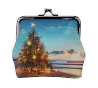 Portamonete con chiusura a bacio, mini portamonete con albero di Natale sulla spiaggia, portafogli in pelle per le donne