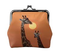 Portamonete con chiusura a bacio, mini portamonete con giraffa al tramonto, portafogli in pelle da donna