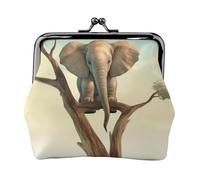 Portamonete con chiusura a bacio, mini portamonete con piccolo elefante sull'albero, portafogli in pelle per le donne