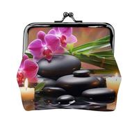 Portamonete con chiusura a bacio Mini portamonete Fiori in fontana Massaggio Pietre Portafogli in pelle per le donne Pochette Cambiare borsa