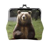 Portamonete con chiusura a bacio Mini portamonete Hi Bear Seduto sul prato Portafogli in pelle per le donne pochette cambio borsa