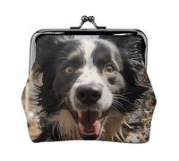 Portamonete con chiusura a bacio, mini portamonete Pastor Border Collie, portafogli in pelle per le donne