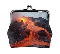Portamonete con chiusura a bacio, mini portamonete rosso lava calda di Kilauea Vulcano portafogli in pelle per le donne pochette cambio borsa