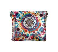 Portamonete con chiusura a scatto, in materiale riciclato, da donna, dimensioni 10,9 x 9,4 cm, tintura cravatta 1, Taglia unica, Tie-Dye