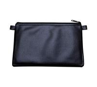 Portamonete con chiusura lampo e passanti, 27 x 17 cm, in ecopelle, colore nero, per documenti fino a A5