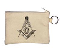 Portamonete con ciondolo a forma di quadrato e bussola, massoneria, rituale massonico e simbolismo, colore: beige
