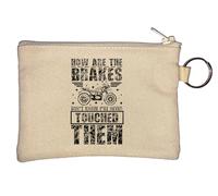 Portamonete con citazione in lingua inglese "How are The Brakes Don't Know Never Touched Them", colore: beige